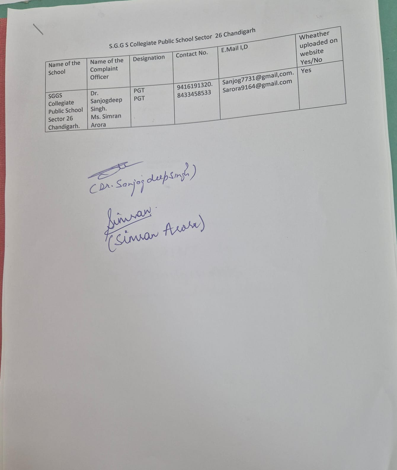 Transgender Complaint Officer
