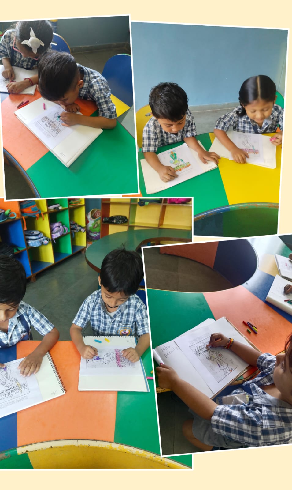 Students working on festive artwork