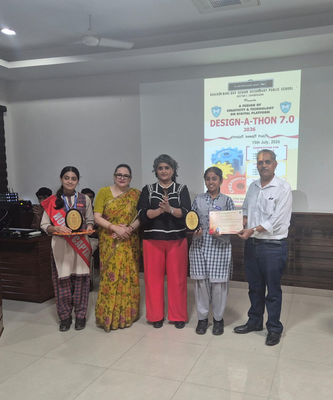 Jasleen Kaur of Class 9 won 2nd Prize in DESIGN-A-THON at KBDAV School