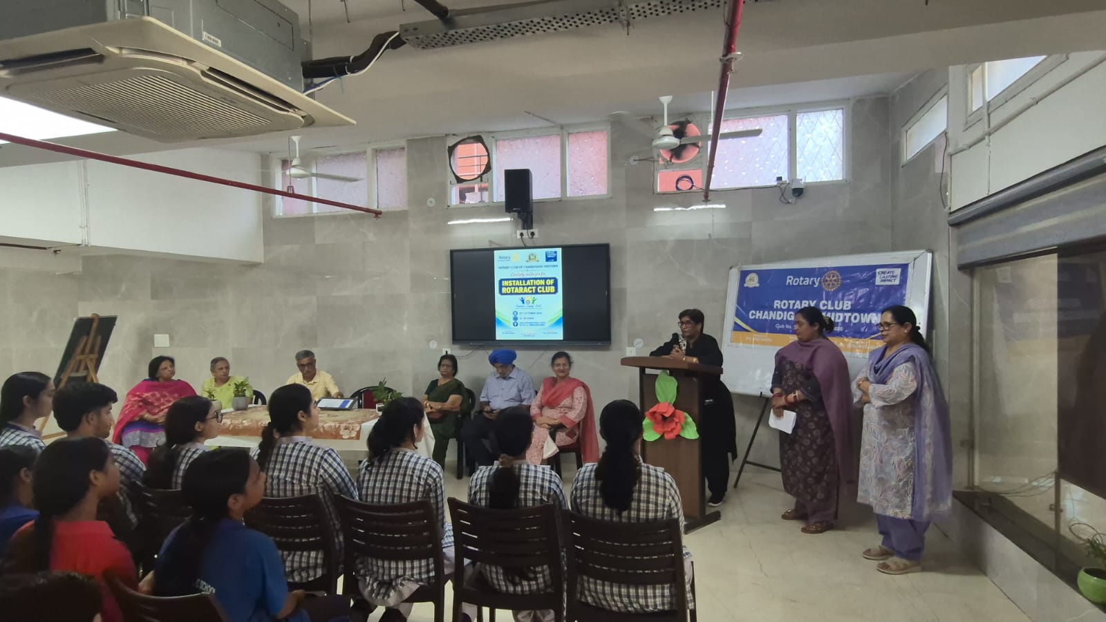Students participating in Rotaract Club installation